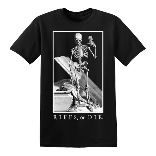 RIFFS OR DIE Hourglass T-Shirt printed on 100% cotton.