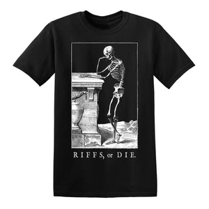 RIFFS OR DIE Thinker T-Shirt printed on 100% cotton. 